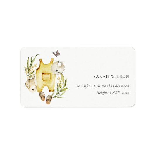 Geel Baby shower voor olievlekken Etiket (Voorkant)