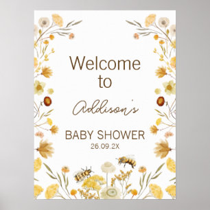 Geel Baby shower Wildbloem Welkomstteken Poster