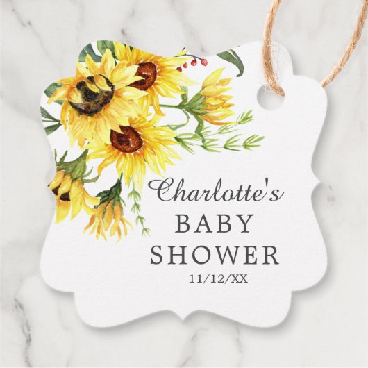 Geel Baby shower Zonnebloem Favor Gift Label (Achterkant)