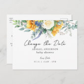Geel Baby shower Zonnebloem Verander de Datum Briefkaart (Voorkant / Achterkant)