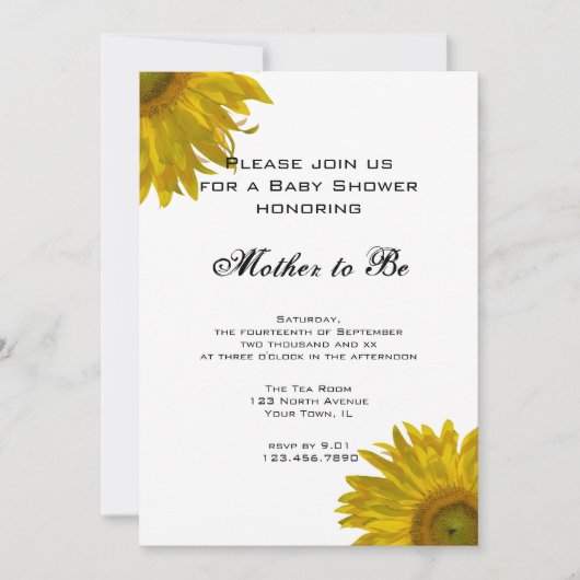 Geel Baby shower zonnebloemen Kaart (Voorkant)