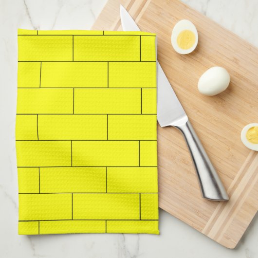 Geel baksteenontwerp theedoek (Quarter Fold)