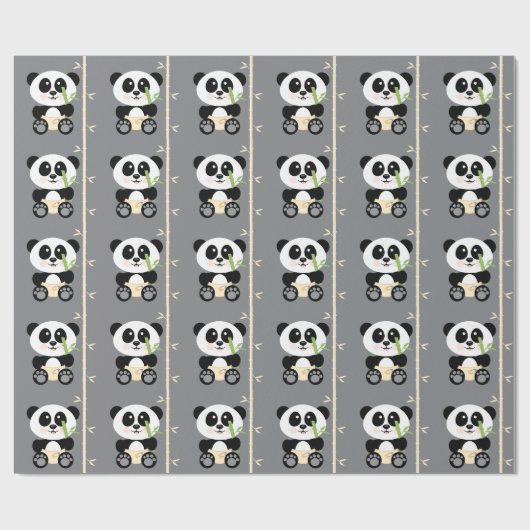 Geel Bamboe Panda in Diapers Cadeaupapier (Vlak)