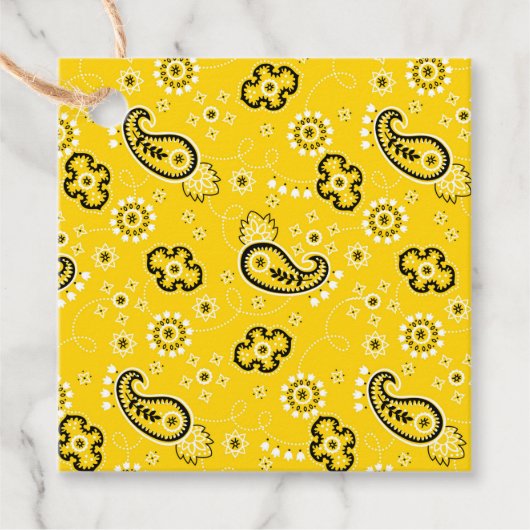 Geel Bandana Modern Cowboy Westerne Rodeo Horses Bedankjes Labels (Voorkant)