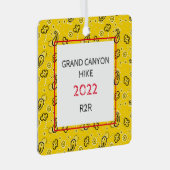 Geel Bandana Red White - aangepaste foto-info Metalen Ornament (Voorkant Rechts)