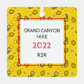 Geel Bandana Red White - aangepaste foto-info Metalen Ornament (Voorkant)