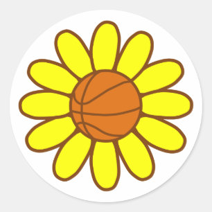 Geel basketbal meisje ronde sticker