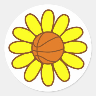 Geel basketbal meisje ronde sticker