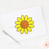 Geel basketbal meisje ronde sticker (Envelop)
