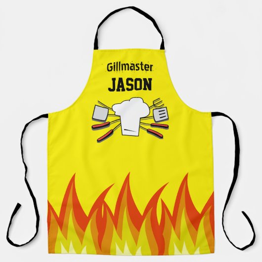 Geel BBQ Grillmaster Schort Persoonlijk (Voorkant)