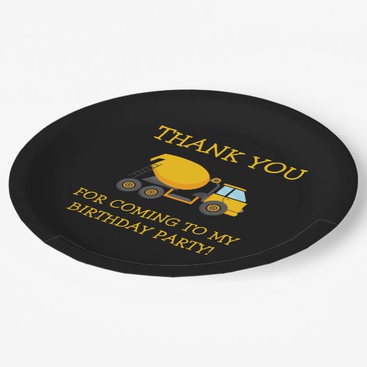 Geel Bedankt met zwarte cement Truck Papieren Bordje (Gekanteld)