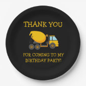 Geel Bedankt met zwarte cement Truck Papieren Bordje (Voorkant)