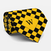 Geel Bedrijf Geruite Monogram Stropdas (Opgerold)