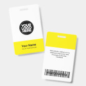 Geel bedrijfslogo naam titel bar code badge (Voor- en achterkant)