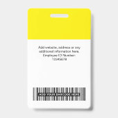 Geel bedrijfslogo naam titel bar code badge (Achterkant)