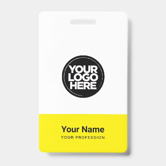 Geel bedrijfslogo naam titel bar code badge (Voorzijde)