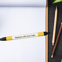 Geel bedrijfslogo zwarte inkt pen