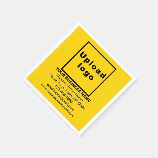 Geel bedrijfsmerk op papieren servet (Hoek)