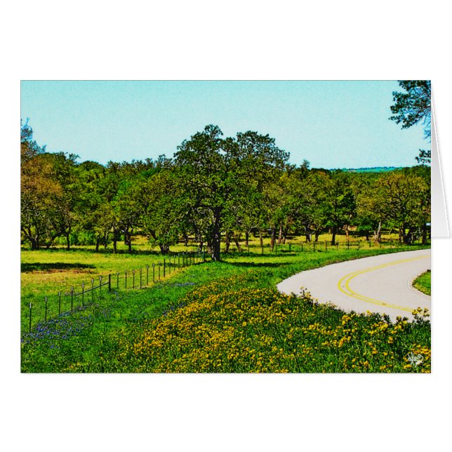 Geel bedrukt Robinson Road bij Johnson City, TX (Voorkant Horizontaal)