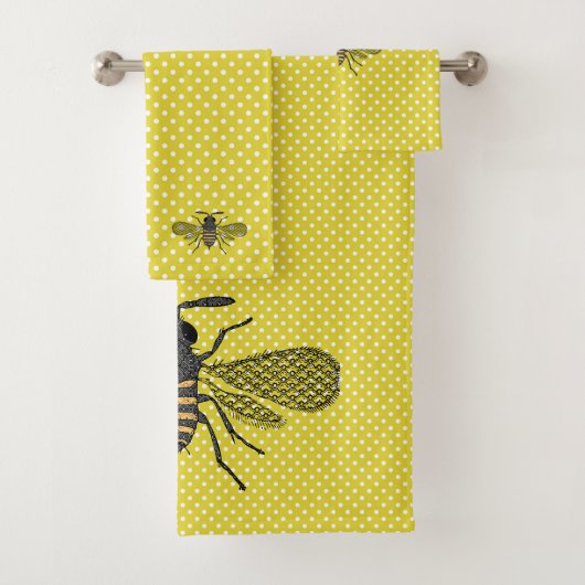 Geel bee Decor  Honeybee Grafisch Polkadot Bad Handdoek (Insitu)