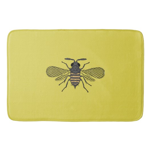 Geel bee Decor  Honeybee Grafisch Polkadot Badmat (Voorkant)
