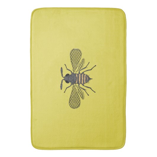 Geel bee Decor  Honeybee Grafisch Polkadot Badmat (Voorkant Verticaal)