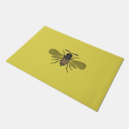 Geel bee Decor Honeybee Grafisch Polkadot Deurmat (Schuin)