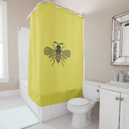 Geel bee Decor  Honeybee Grafisch Polkadot Douchegordijn