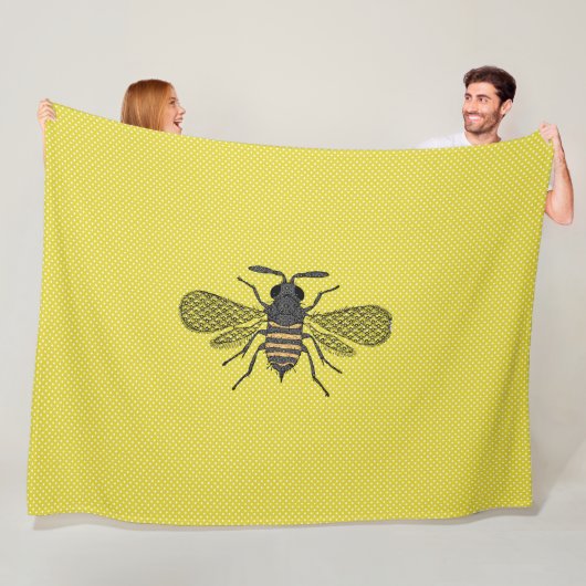 Geel bee Decor  Honeybee Grafisch Polkadot Fleece Deken (In situ)