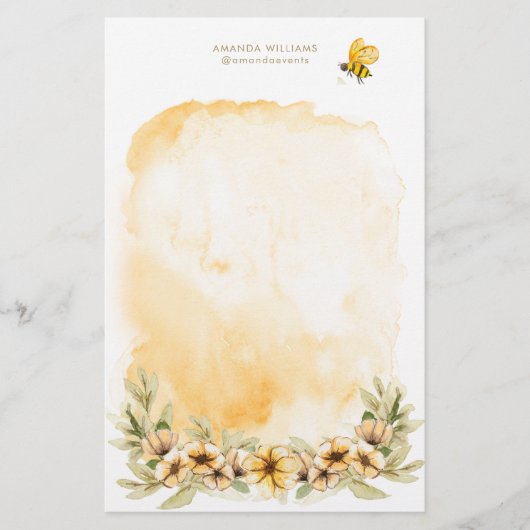 Geel Bee Monogram briefpapier (Voorkant)