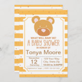 Geel Beer Baby shower uitnodiging (Voorkant / Achterkant)