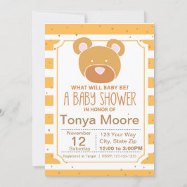 Geel Beer Baby shower uitnodiging