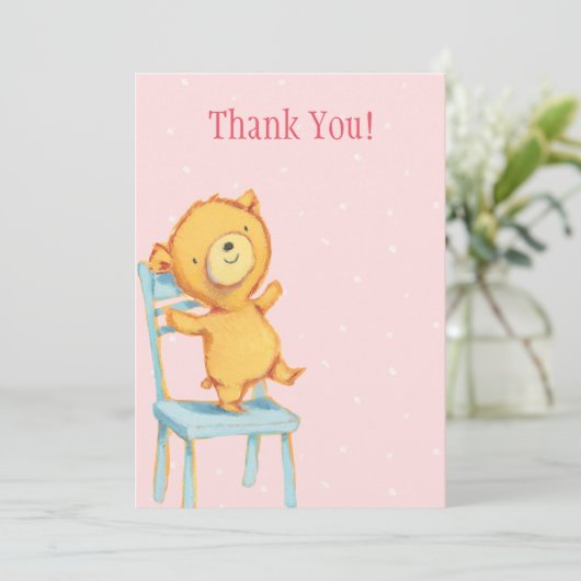 Geel Beer Hartelijk dank Bedankkaart (Staand voorkant)