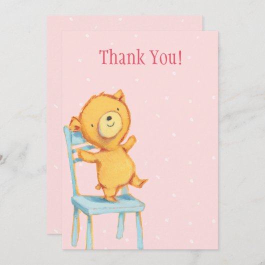 Geel Beer Hartelijk dank Bedankkaart (Voorkant / Achterkant)