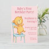 Geel Beer Verjaardag Kaart (Staand voorkant)