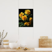Geel Begonia Flowers Art Print Poster (Keuken)