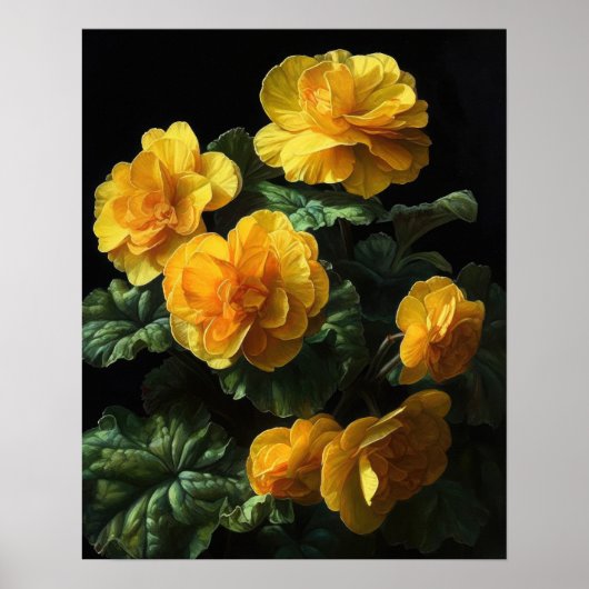 Geel Begonia Flowers Art Print Poster (Voorkant)