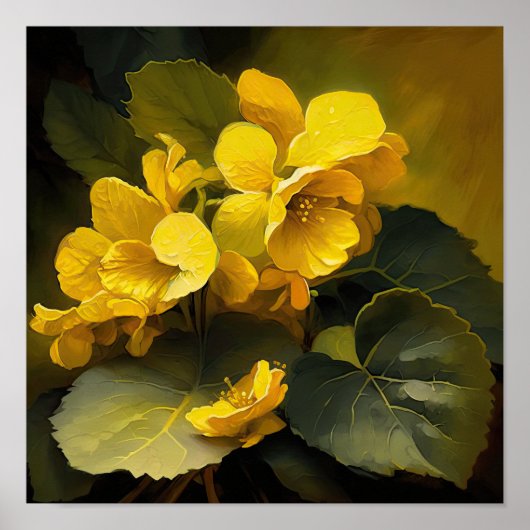 Geel Begonias Bloemenkunst Print Poster (Voorkant)