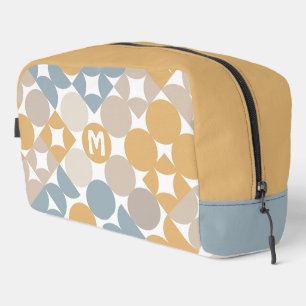 Geel Beige Bruin Grijs Midcentury Cirkels Patroon Toilettasje