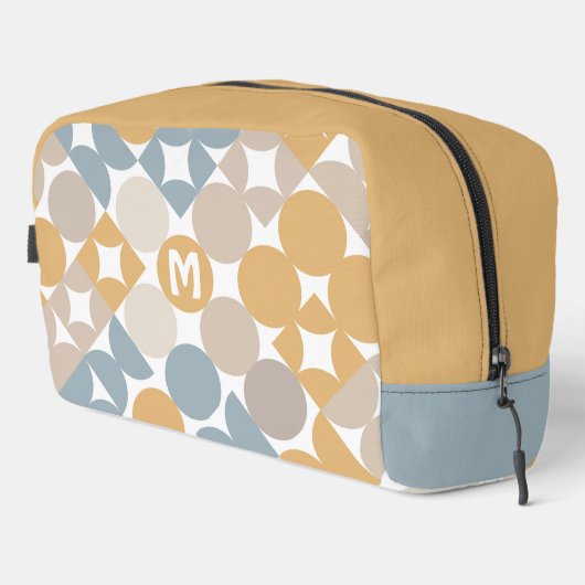 Geel Beige Bruin Grijs Mideeuwse cirkels Patroon Toilettasje (Rechterhoek)