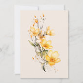 Geel Beige Romantische Floral bruiloft uitnodiging (Achterkant)