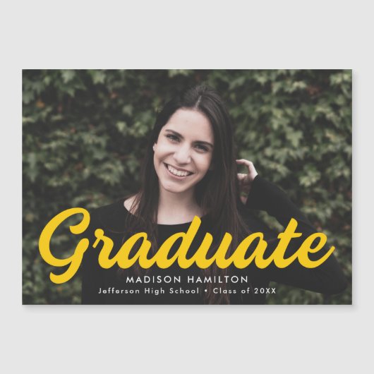Geel | Bekendmaking van het Afstuderen van de Foto Magnetische Uitnodiging (Voorkant)