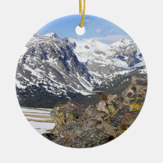 Geel-Bellied Marmot Gazing in het Rocky Mountains Keramisch Ornament (Voorkant)
