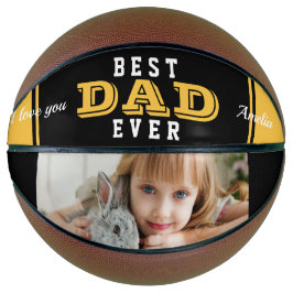 Geel Beste Papa Ooit Vader Typografie Foto Basketbal