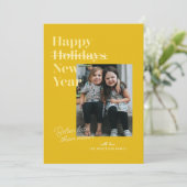 Geel Beter Laat dan Nooit Nieuwjaarskaart Feestdagenkaart (Staand voorkant)