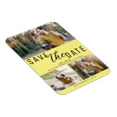 Geel Bewaar de datum Bruiloft 3 Foto's Magneet (Rechterzijde)