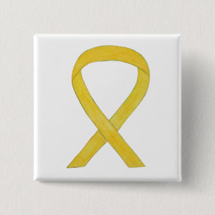 Geel bewustzijn aangepaste kunstspellen vierkante button 5,1 cm