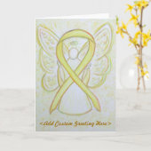 Geel bewustzijn Ribbon Angel - Aangepast Wenskaart Kaart (Gele Bloem)