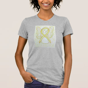 Geel bewustzijn Ribbon Angel - aangepaste T-Shirt