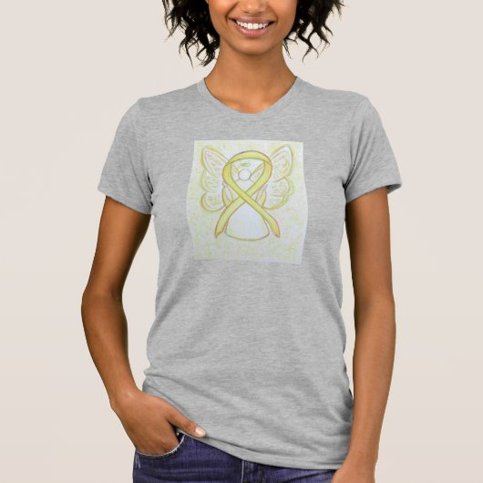 Geel bewustzijn Ribbon Angel - aangepaste T-Shirt (Voorkant)